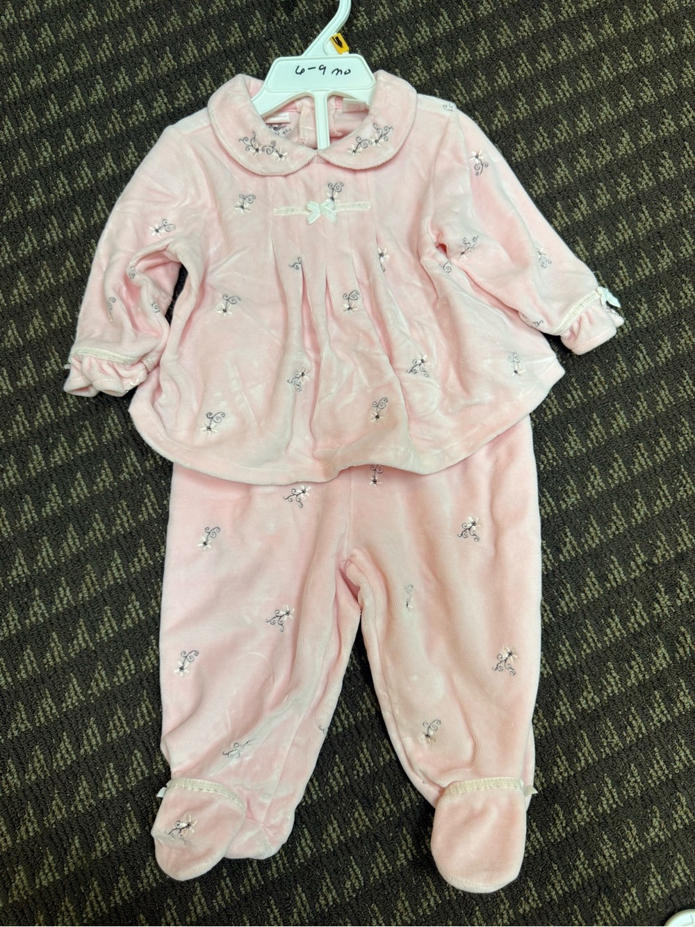 First Impressions Light Pink Plush Two-Piece Footed Pajama Set